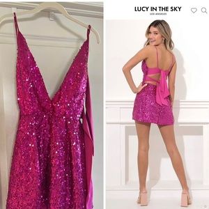 Lucy in the sky Homecoming pink sequin size Large